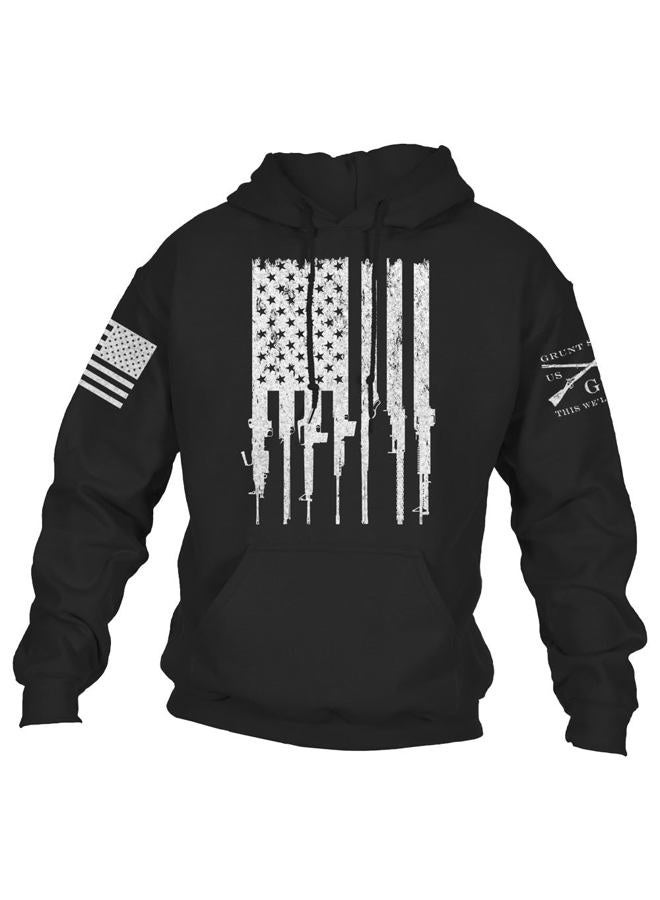 Grunt Style Rifle Flag 2.0 Men's Hoodie, Color Black, Size X-Large - Image 1