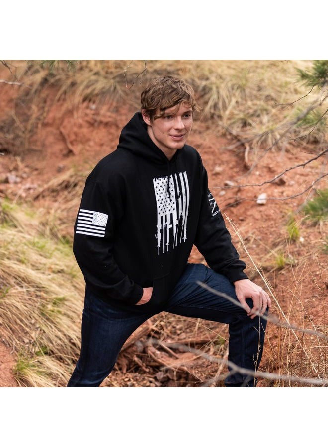 Grunt Style Rifle Flag 2.0 Men's Hoodie, Color Black, Size X-Large - Image 4