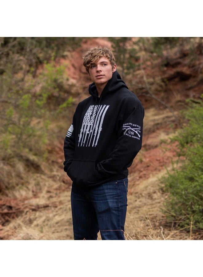 Grunt Style Rifle Flag 2.0 Men's Hoodie, Color Black, Size X-Large - Image 3