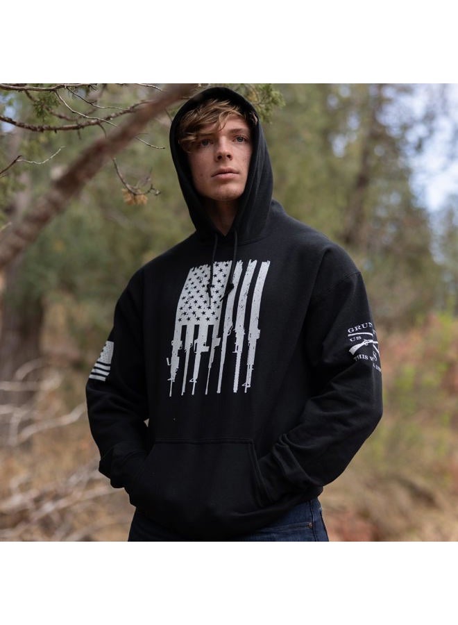 Grunt Style Rifle Flag 2.0 Men's Hoodie, Color Black, Size X-Large - Image 2