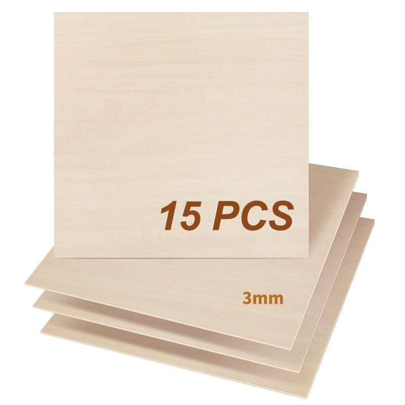 Dofiki Pack of 15 3 mm Plywood Linden Leaves 300 x 300 x 3 mm Craft Plywood for Laser Cutting Laser Engraving Wood Burning Construction Model 3 mm Bass Wood Sheet Unfinished Wood - Image 2