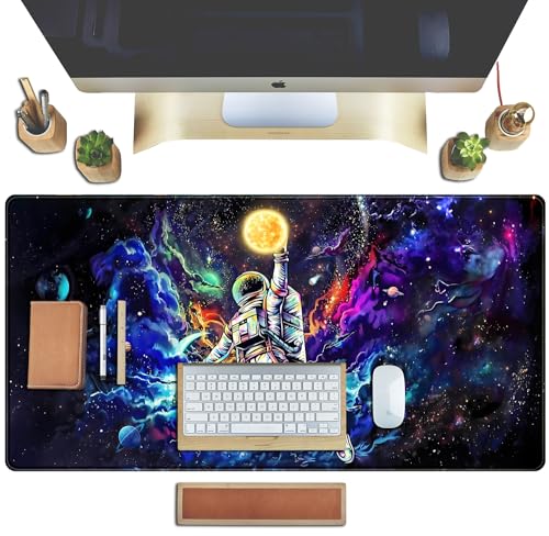 TENG DA QING Astronaut Desk Space Mouse Pad for Boys - Galaxy Gaming Mouse Pad, 31.5x15.7in, Stitched Edges - Image 4