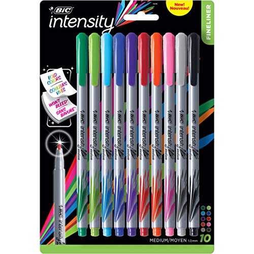 BIC Intensity Fineliner Marker Pens, Medium Point (0.7mm), Assorted Colors, Smooth Application, 10-Count - Image 1