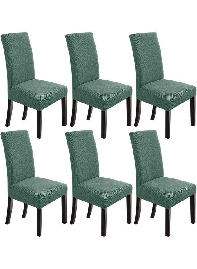 NeoGenius Premium Elegant Dining Room Chair Covers, Slipcovers Set of 6, Spandex Super Fit Stretch Removable Washable Chair Covers, Protector -for Dining Room (Dining Room Chair Covers_Pea Green, 6) - Image 1