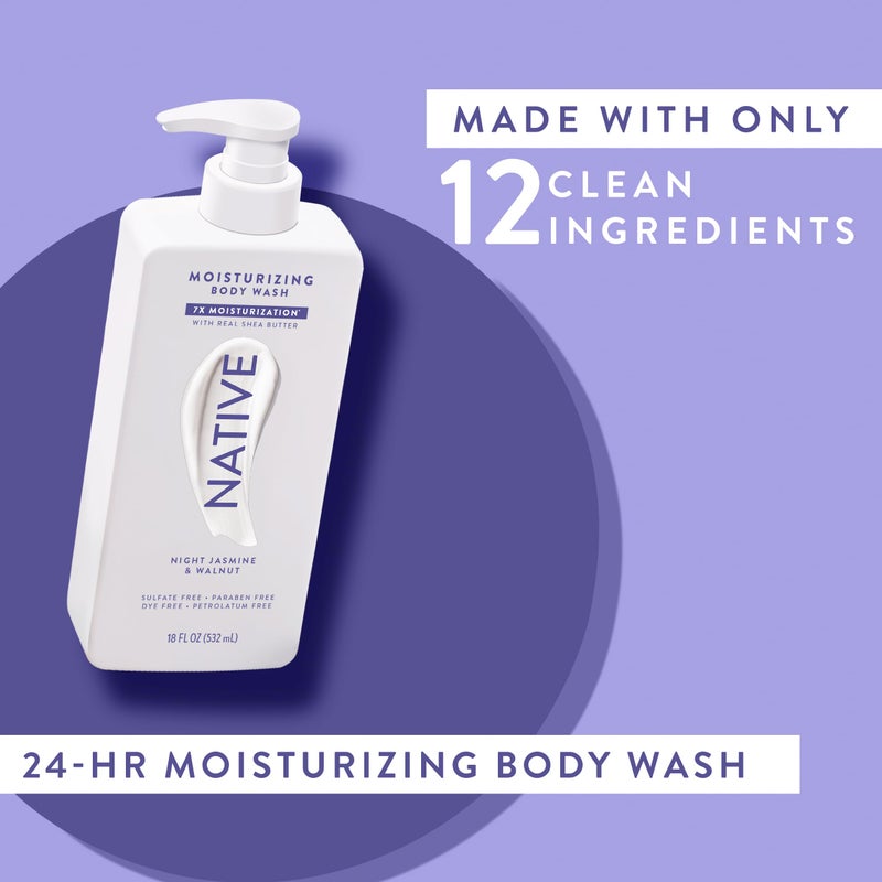 Native Moisturizing Body Wash Contains Naturally Derived Ingredients | For Women & Men, Sulfate, Paraben, & Dye Free Leaving Skin Soft and Hydrated | Night Jasmine & Walnut 18 oz - Image 5