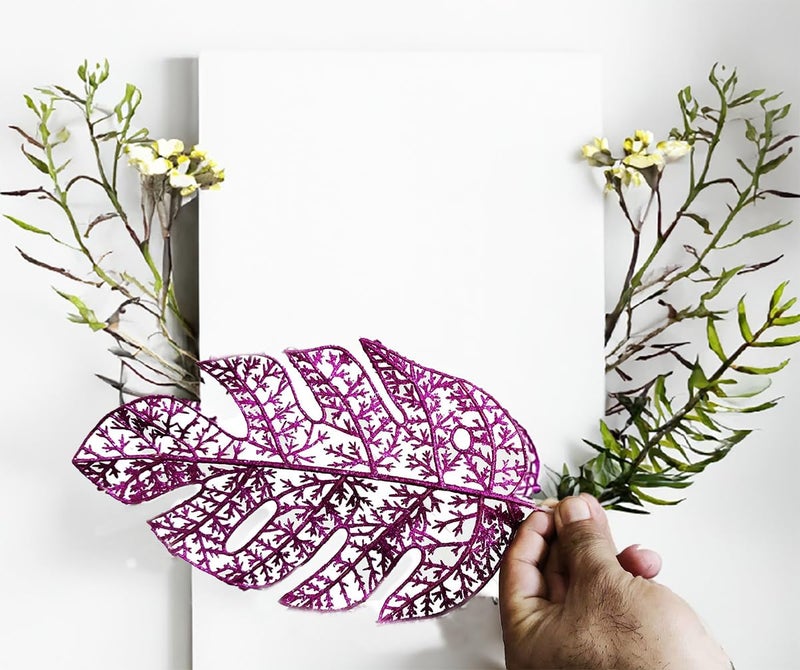 BITONA® 2 Piece Big Plastic Glittered Leafs for Art and Craft or Decorative Works on Festivals Wedding etc - Image 2