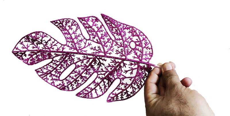 BITONA® 2 Piece Big Plastic Glittered Leafs for Art and Craft or Decorative Works on Festivals Wedding etc - Image 5