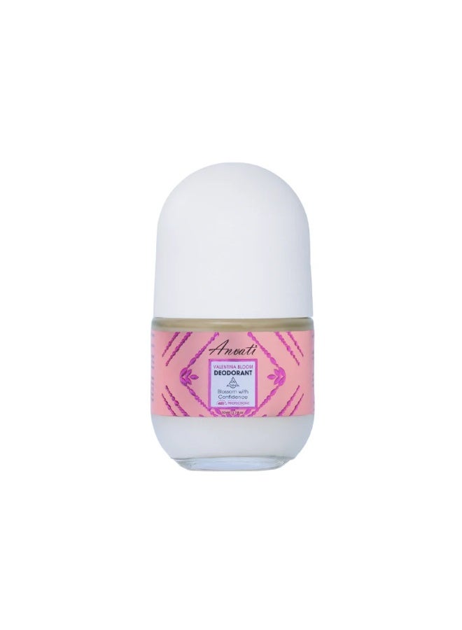 Valentina Bloom Deodorant 50ml | Long Lasting Freshness & Odor Protection Roll-On Deodorant for Men & Women | Quick Dry Non-Sticky Daily Underarm Care