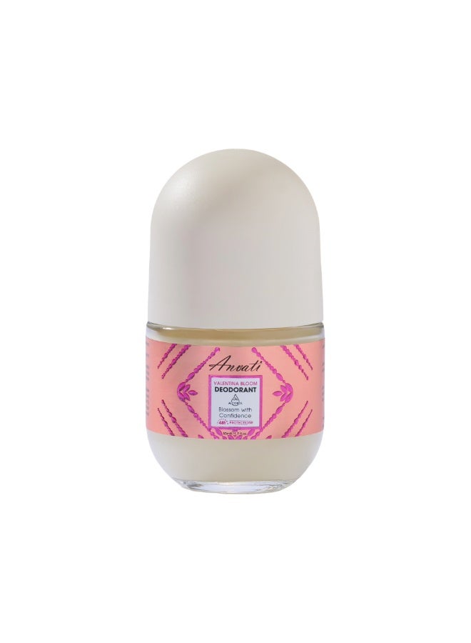 Anvati Valentina Bloom Deodorant 50ml | Long Lasting Freshness & Odor Protection Roll-On Deodorant for Men & Women | Quick Dry Non-Sticky Daily Underarm Care - Image 1