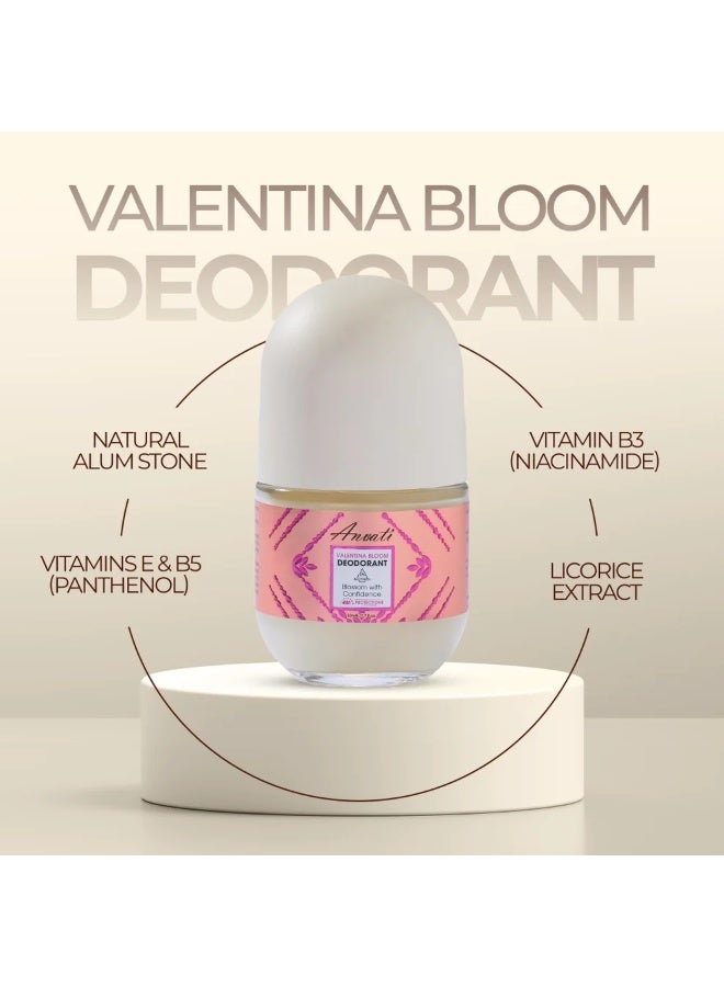 Anvati Valentina Bloom Deodorant 50ml | Long Lasting Freshness & Odor Protection Roll-On Deodorant for Men & Women | Quick Dry Non-Sticky Daily Underarm Care - Image 5