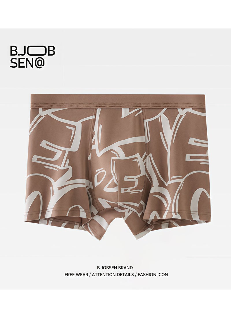B.JOBSEN Men's 4-piece flat angle underwear - mid waist, anti friction elastic cotton, graffiti stripe style multi-color sports underwear  - Image 3