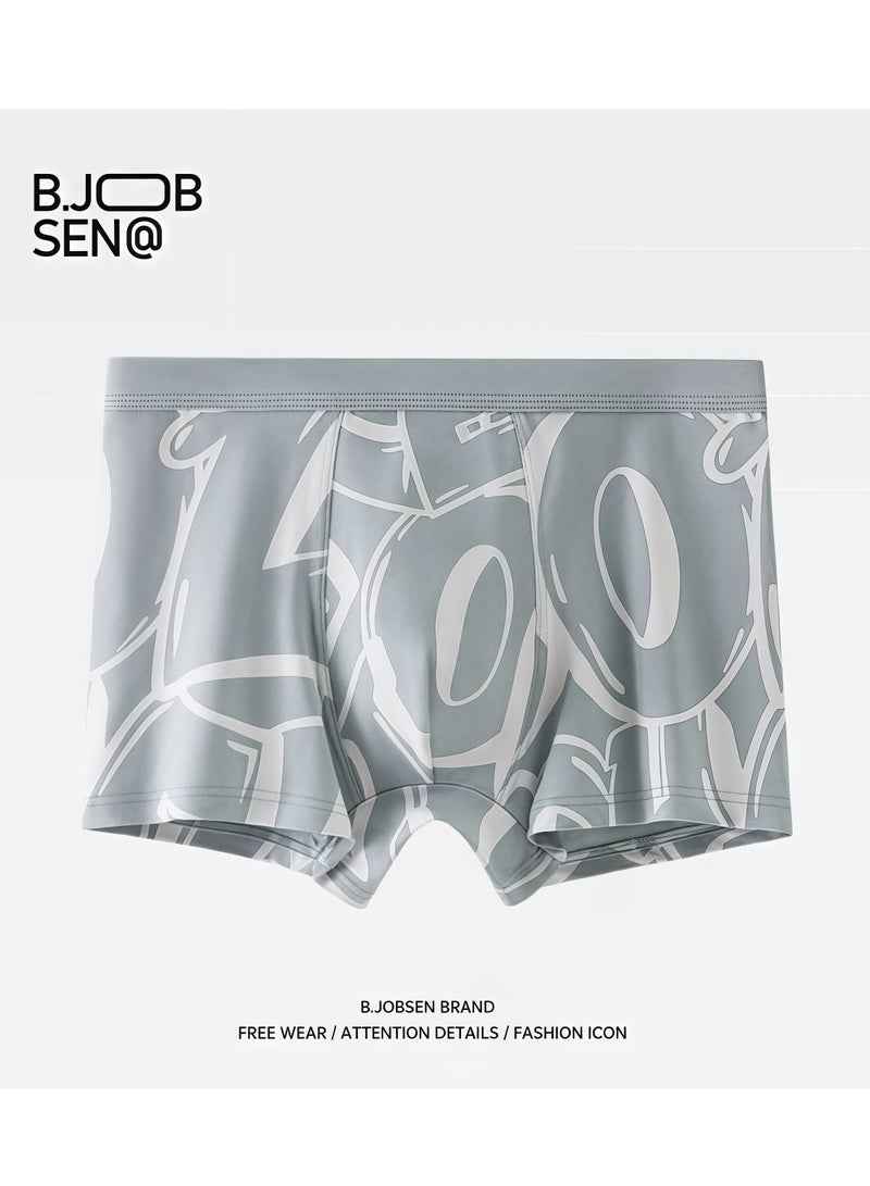 B.JOBSEN Men's 4-piece flat angle underwear - mid waist, anti friction elastic cotton, graffiti stripe style multi-color sports underwear  - Image 4