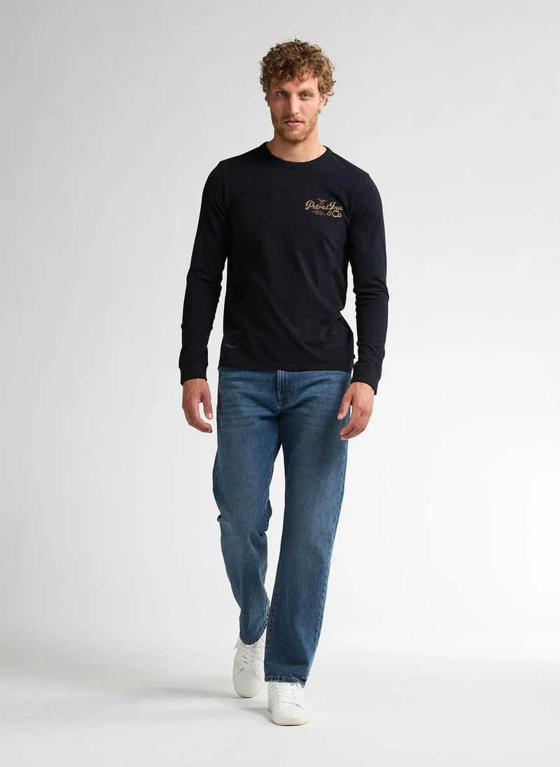 Petrol Industries 9111-Deep Black Men T-Shirt LS Classic Print for Men | Best Price UAE
