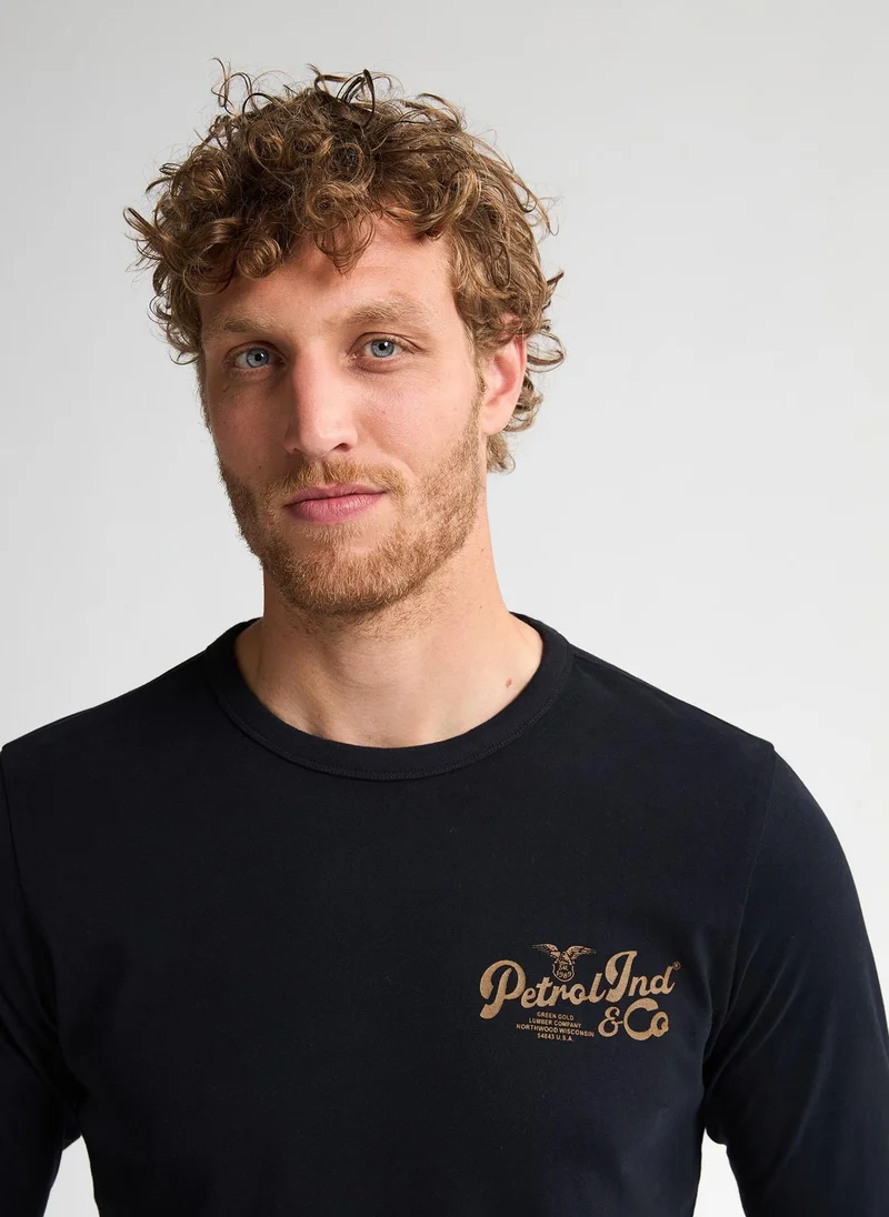 Petrol Industries 9111-Deep Black Men T-Shirt LS Classic Print for Men | Best Price UAE