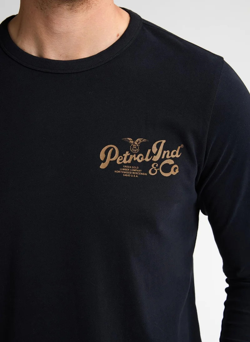 Petrol Industries 9111-Deep Black Men T-Shirt LS Classic Print for Men | Best Price UAE