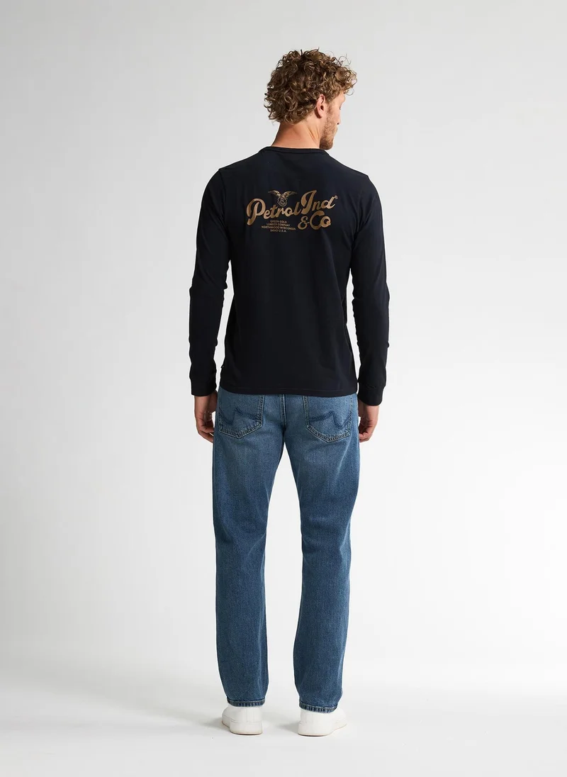 Petrol Industries 9111-Deep Black Men T-Shirt LS Classic Print for Men | Best Price UAE