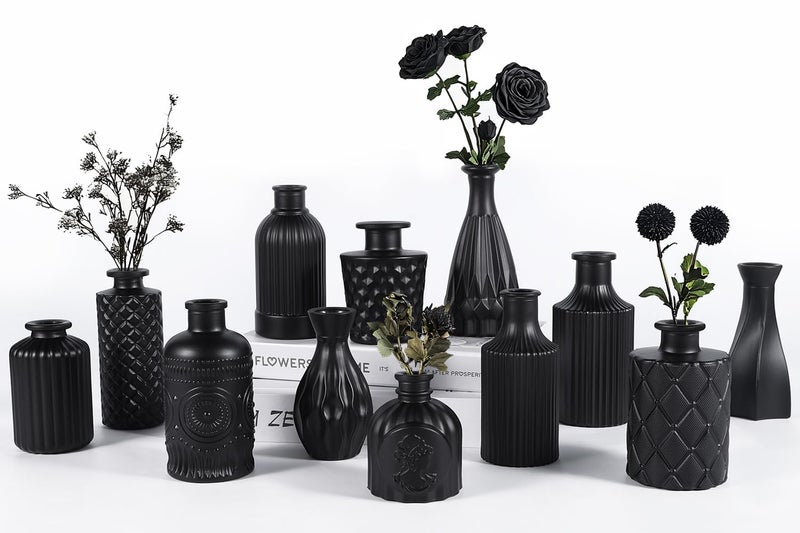 TBWIND 12pcs Black Bud Vases for Flower - Image 1