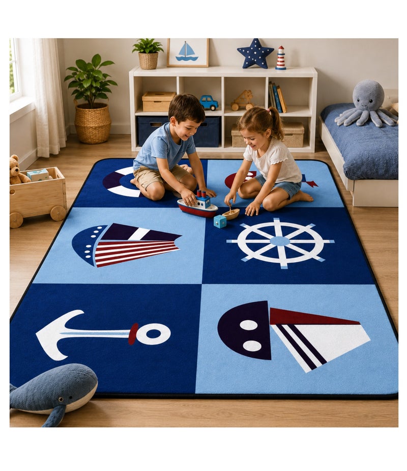 Factory Price - Sailor Play Mat & Rug - Navy Blue - Image 2