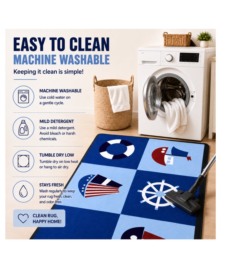 Factory Price - Sailor Play Mat & Rug - Navy Blue - Image 5