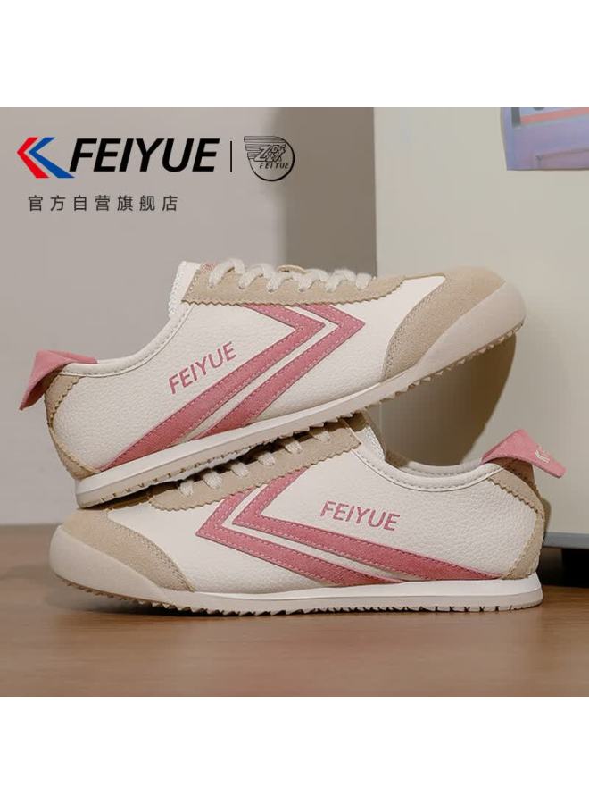 Feiyue Women's Sneakers Spring New Casual Versatile Pink Leather Sneakers For Women Size 38