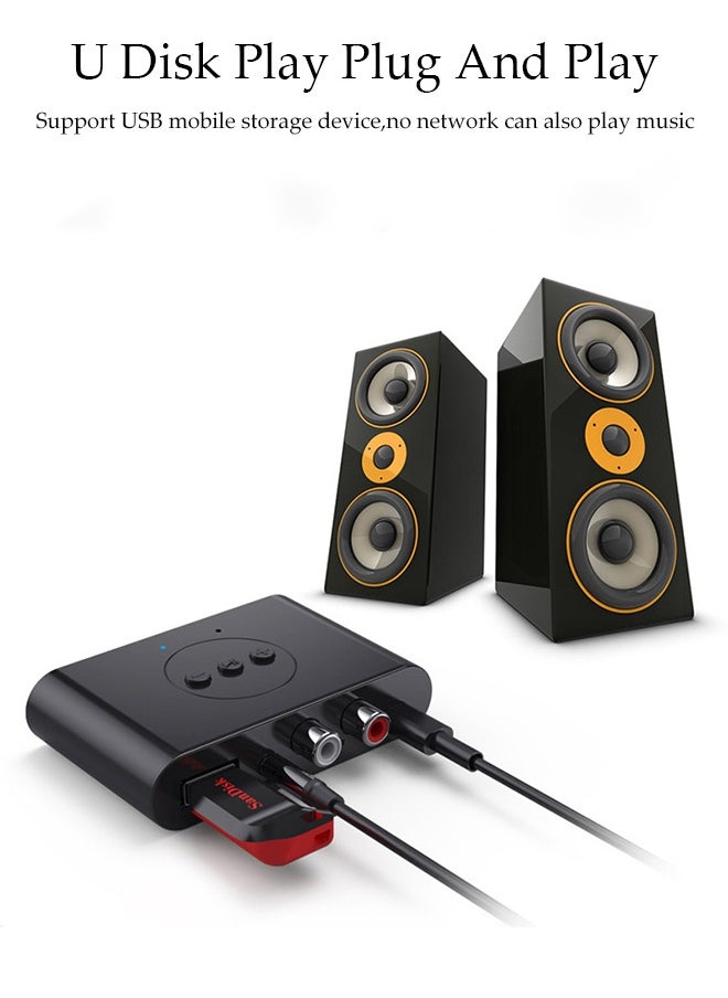 DUNISO - Bluetooth Receiver,Bluetooth 5.0 Car Adapter,Audio Receiver,Supports USB Flash Drive, Hands Free Calling, NFC connection,Apply to Mobile，Pad，TV，Audio，Amplifier，Home Theater,78*48*18mm - Image 1