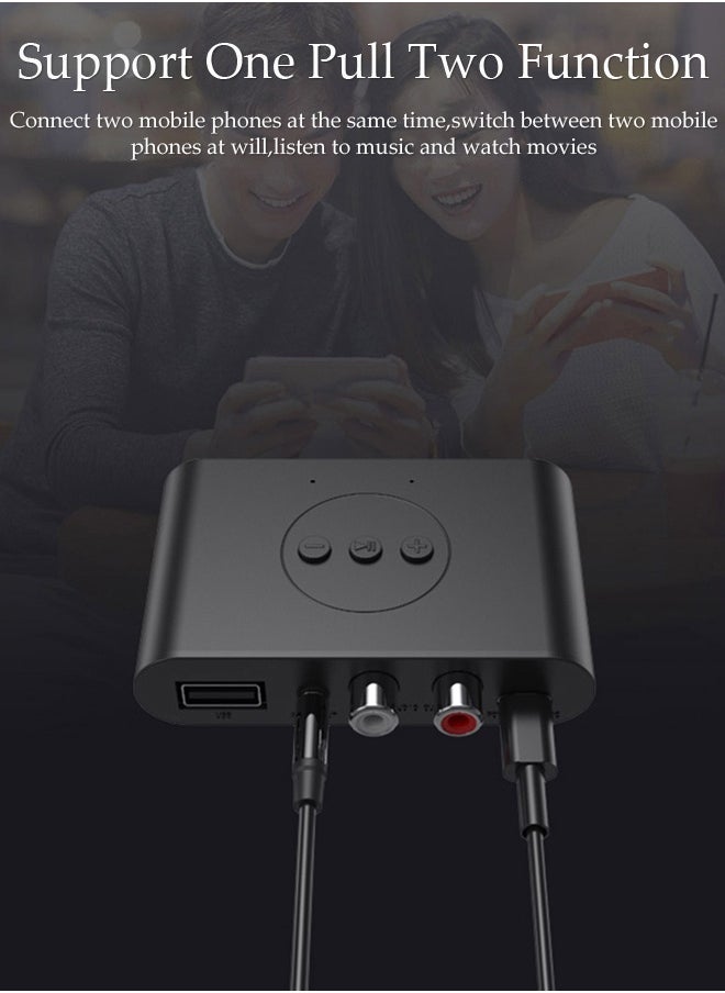 DUNISO - Bluetooth Receiver,Bluetooth 5.0 Car Adapter,Audio Receiver,Supports USB Flash Drive, Hands Free Calling, NFC connection,Apply to Mobile，Pad，TV，Audio，Amplifier，Home Theater,78*48*18mm - Image 1