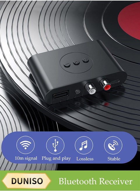 Bluetooth Receiver,Bluetooth 5.0 Car Adapter,Audio Receiver,Supports USB Flash Drive, Hands Free Calling, NFC connection,Apply to Mobile，Pad，TV，Audio，Amplifier，Home Theater,78*48*18mm