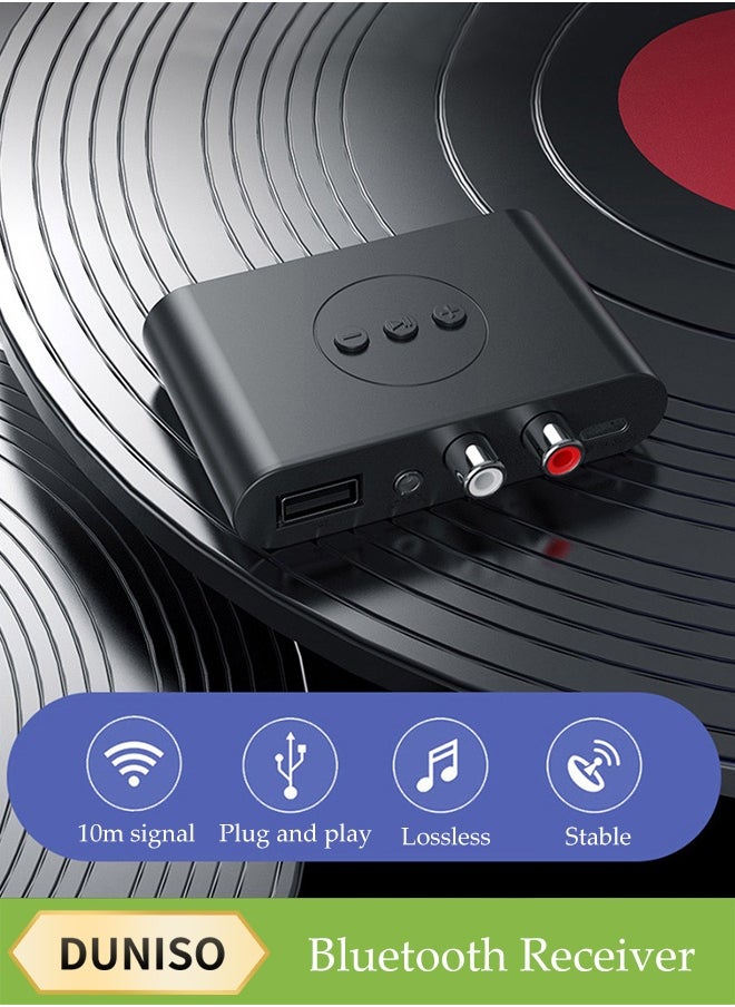 DUNISO - Bluetooth Receiver,Bluetooth 5.0 Car Adapter,Audio Receiver,Supports USB Flash Drive, Hands Free Calling, NFC connection,Apply to Mobile，Pad，TV，Audio，Amplifier，Home Theater,78*48*18mm - Image 1