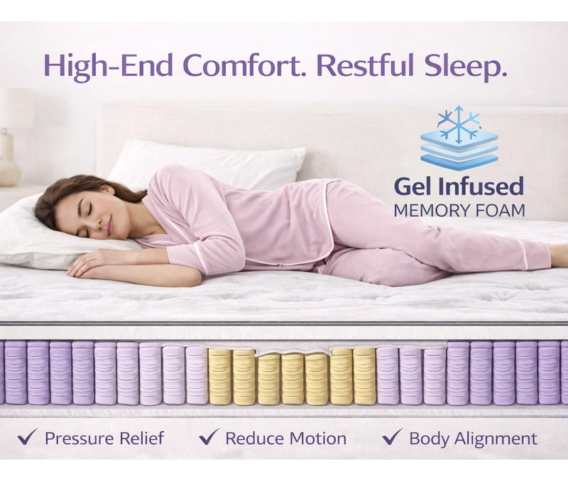 Rexal Home Horizon Pocket Spring Mattress 180 x 200 x 30 cm – Hybrid Mattress with Cool Gel Memory Foam & Medium Firm Support - Image 3