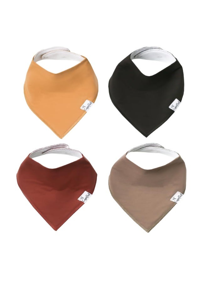 Copper Pearl ب Bibs قطنية ناعمة من Copper Pearl عبوة 4 للأطفال لللعاب والتسنين، ب Bibs ماصة للأطفال البنات والأولاد، قابلة للتعديل لتناسب حديثي الولادة حتى الأطفال الصغار، العديد من الأنماط (Dune) - Image 1