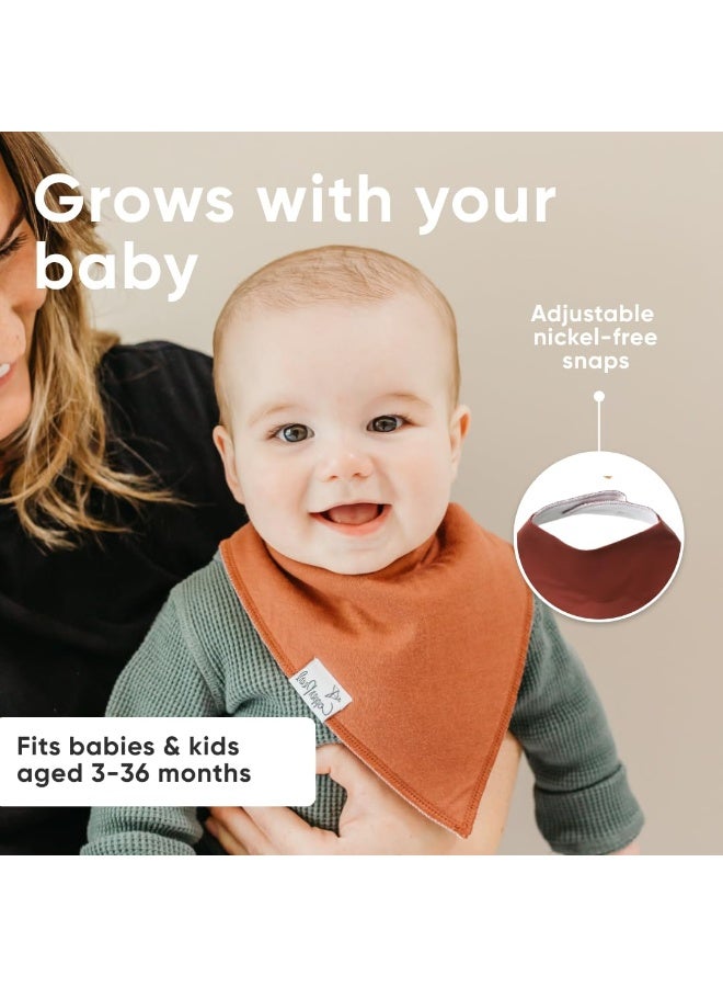Copper Pearl ب Bibs قطنية ناعمة من Copper Pearl عبوة 4 للأطفال لللعاب والتسنين، ب Bibs ماصة للأطفال البنات والأولاد، قابلة للتعديل لتناسب حديثي الولادة حتى الأطفال الصغار، العديد من الأنماط (Dune) - Image 5