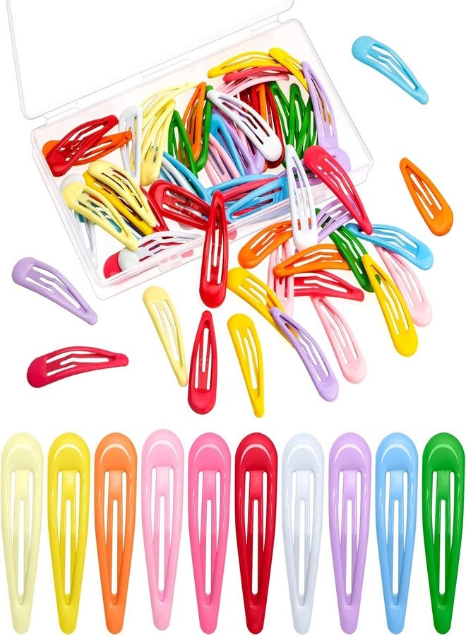 Blubby Hair Clips for Girls & Women, 40 Pieces, 5cm Snap Barrettes, Multicolour with Storage Box - Image 1