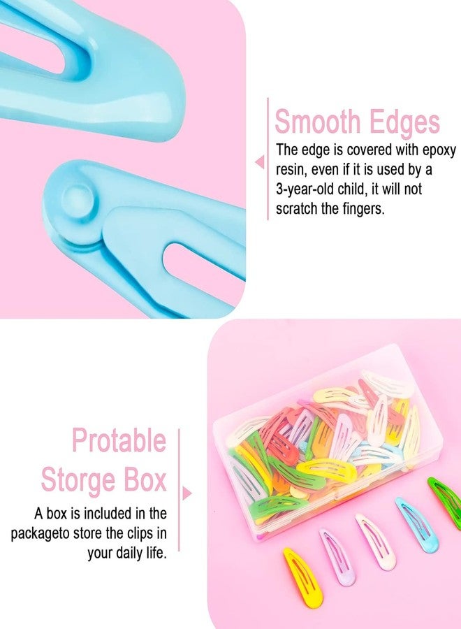 Blubby Hair Clips for Girls & Women, 40 Pieces, 5cm Snap Barrettes, Multicolour with Storage Box - Image 3