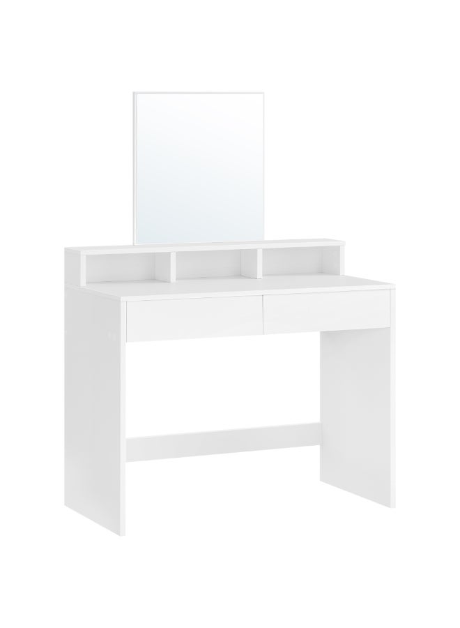 VASAGLE Dressing Table with Large Mirror, Vanity Table with 2 Drawers and 3 Compartments, Makeup Table, Modern, 40 x 80 x 140 cm, White - Image 1