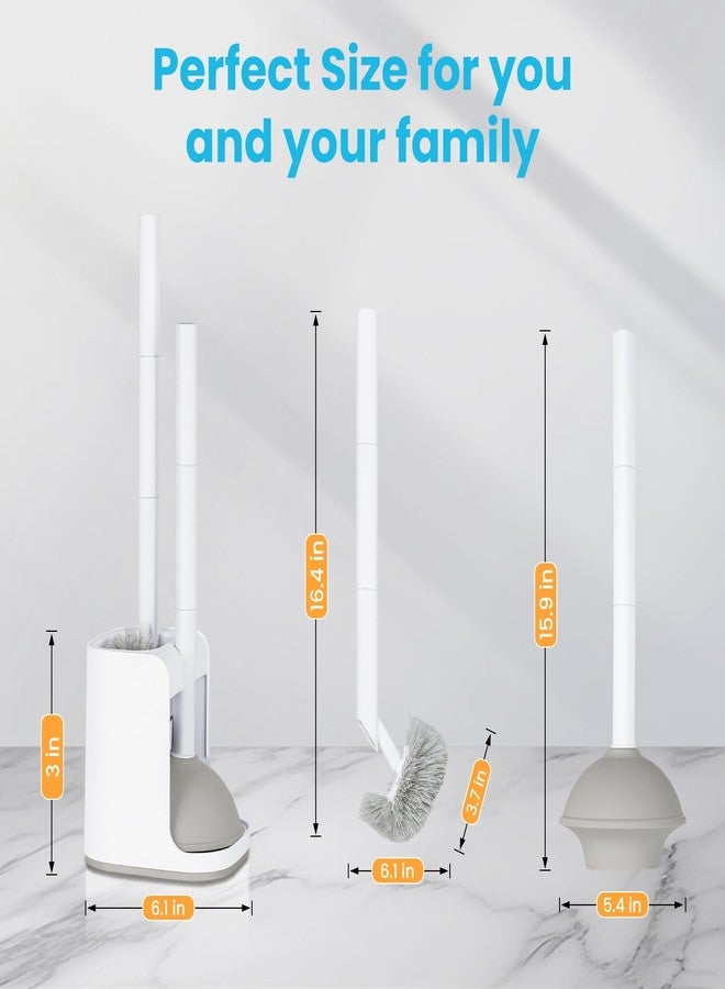 TreeLen Toilet Plunger and Bowl Brush Combo for Bathroom Cleaning, White, 1 Set - Image 2