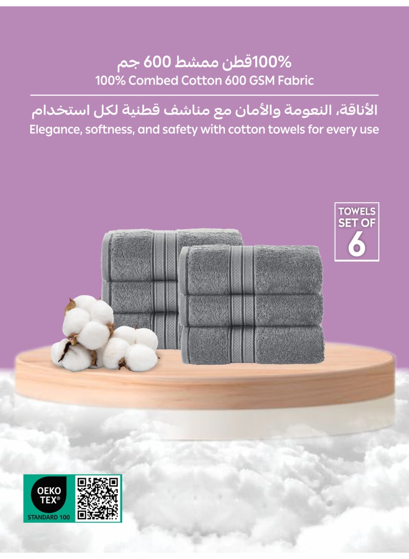 Donetella 6-Pcs Hand Towel Set (40x70 cm) – 100% Combed Cotton 600 GSM | Quick Dry, Ultra-Absorbent, Thick & Plush | Ideal for Spa, Gym, Hotel & Everyday Luxury - Image 2