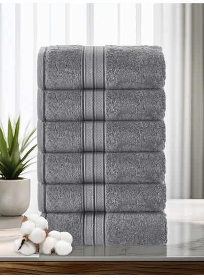 Donetella 6-Pcs Hand Towel Set (40x70 cm) – 100% Combed Cotton 600 GSM | Quick Dry, Ultra-Absorbent, Thick & Plush | Ideal for Spa, Gym, Hotel & Everyday Luxury