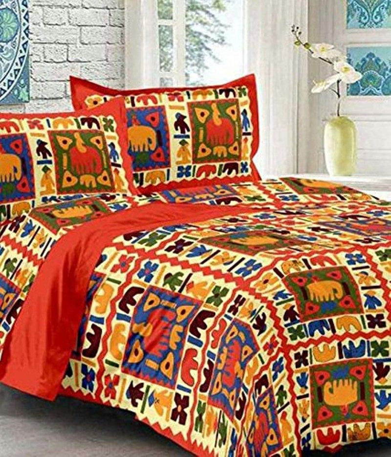 BedZone 100 Cotton 1 Double bedsheet with 2 Pillow Cover Cotton King Size Double Bedsheet with Pillow Cover