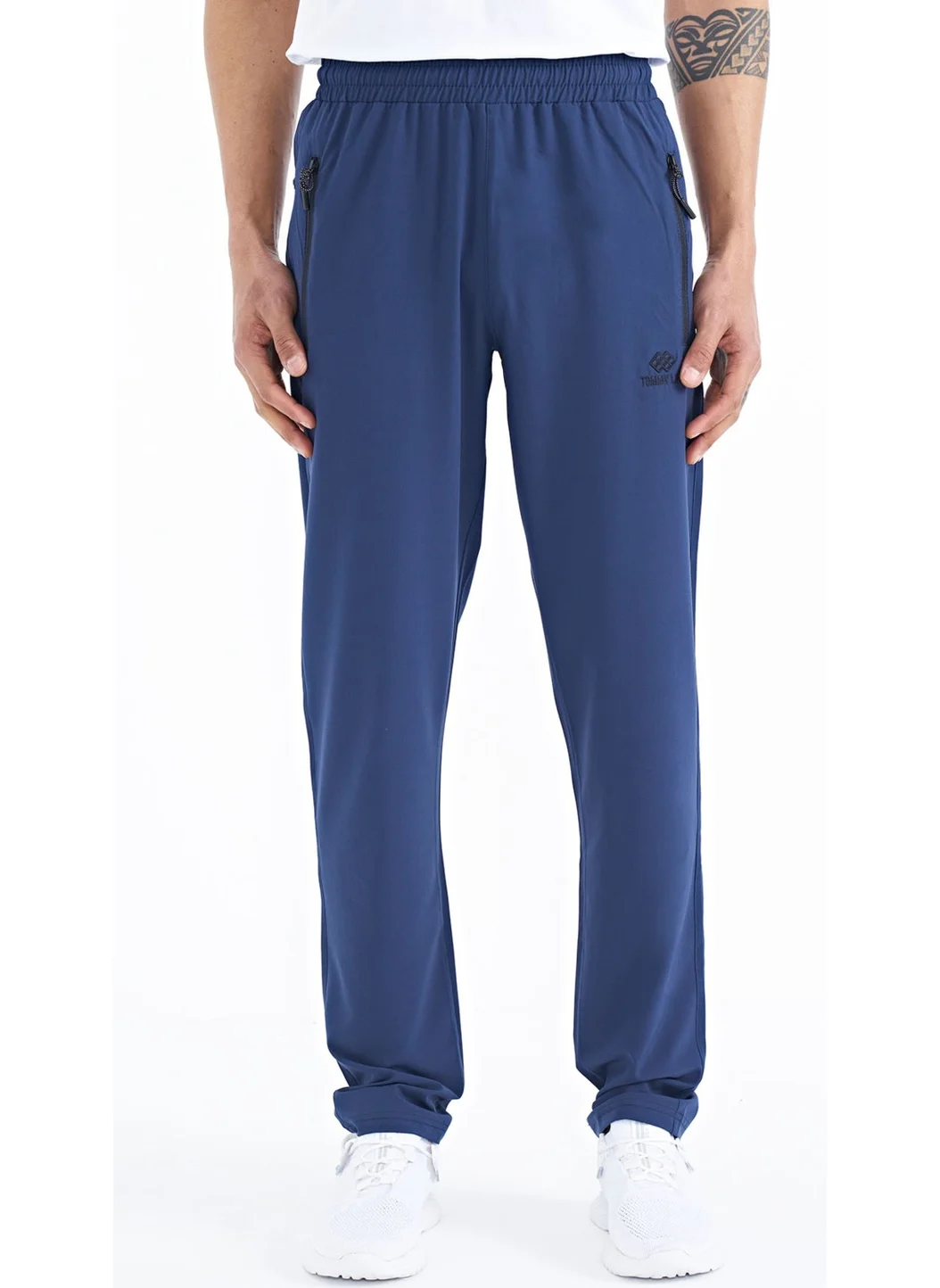 Tommy Life Indigo Men's Zippered Three Pocket Standard Pattern Classic Leg Tracksuit Bottom - 84768