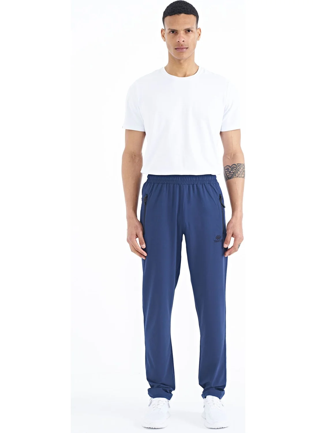Tommy Life Indigo Men's Zippered Three Pocket Standard Pattern Classic Leg Tracksuit Bottom - 84768