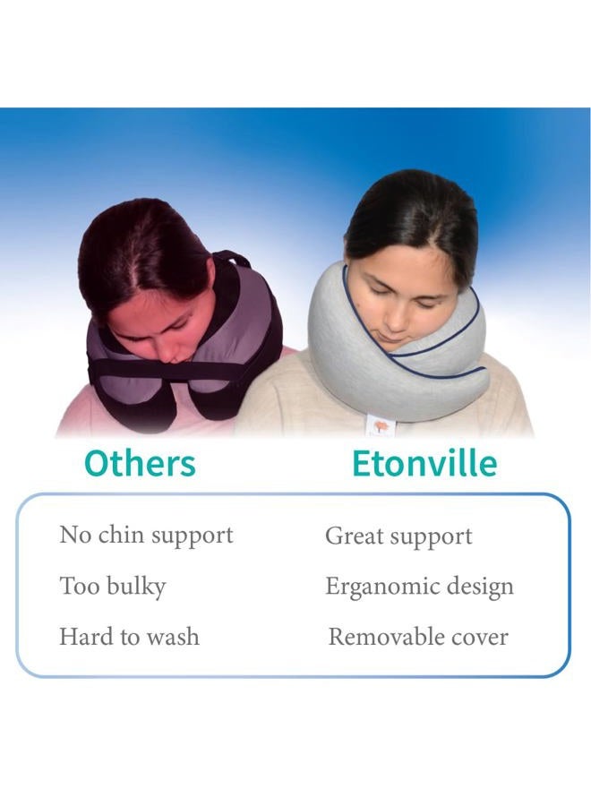 ETONVILLE Travel Pillow Neck Memory Foam, Airplane Flight, Sleeping Essential - Image 5