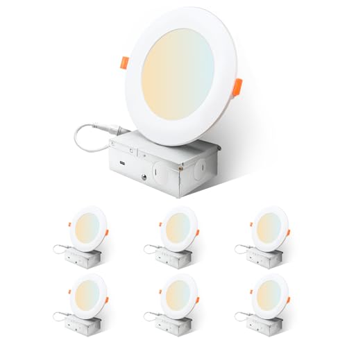 LEDVANCE Sylvania 4" Slim Microdisk Downlight, 10W, 5 CCT Select (2700K - 5000K) Recessed Lighting, 700 LMS, 90 CRI, Dimmable, Wet-Rated, White - 6 Pack (61189) - Image 1