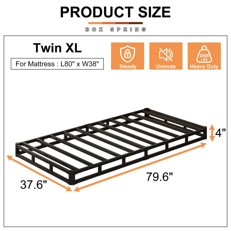 EMODA 5 Inch Twin XL Box Spring Bed Base, 1500 LBS Heavy Duty Metal Mattress Foundation with Fabric Cover, Easy Assembly - Image 2
