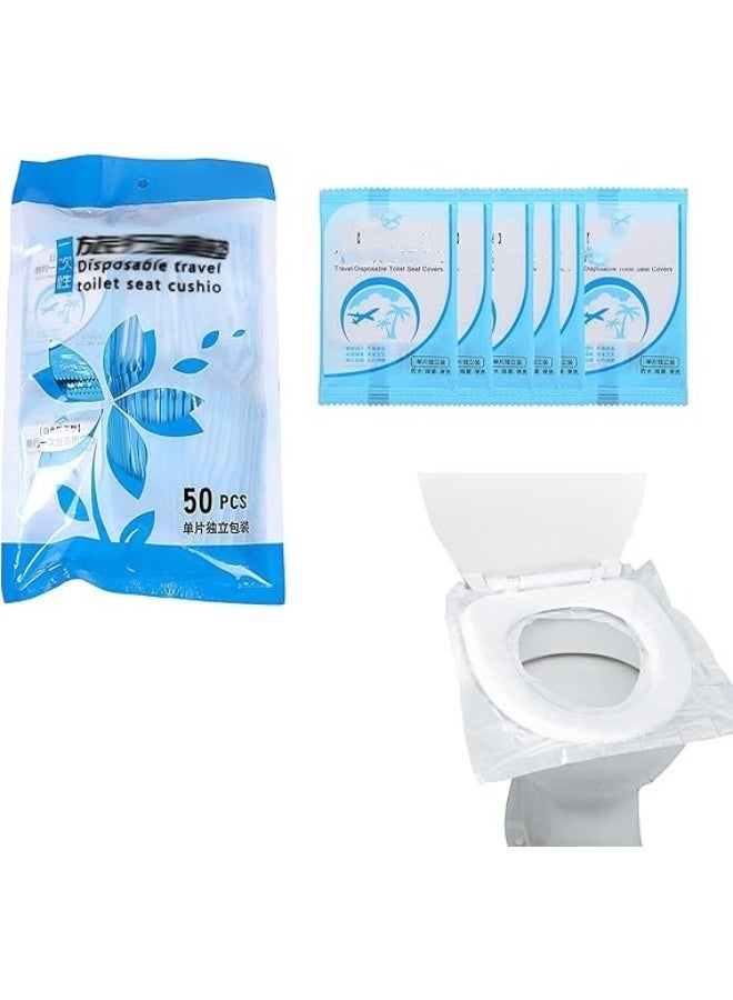 50 pieces of disposable travel toilet seat waterproof portable WC seat cushion toilet seat travel business convenient toilet daily independent packaging - Image 2