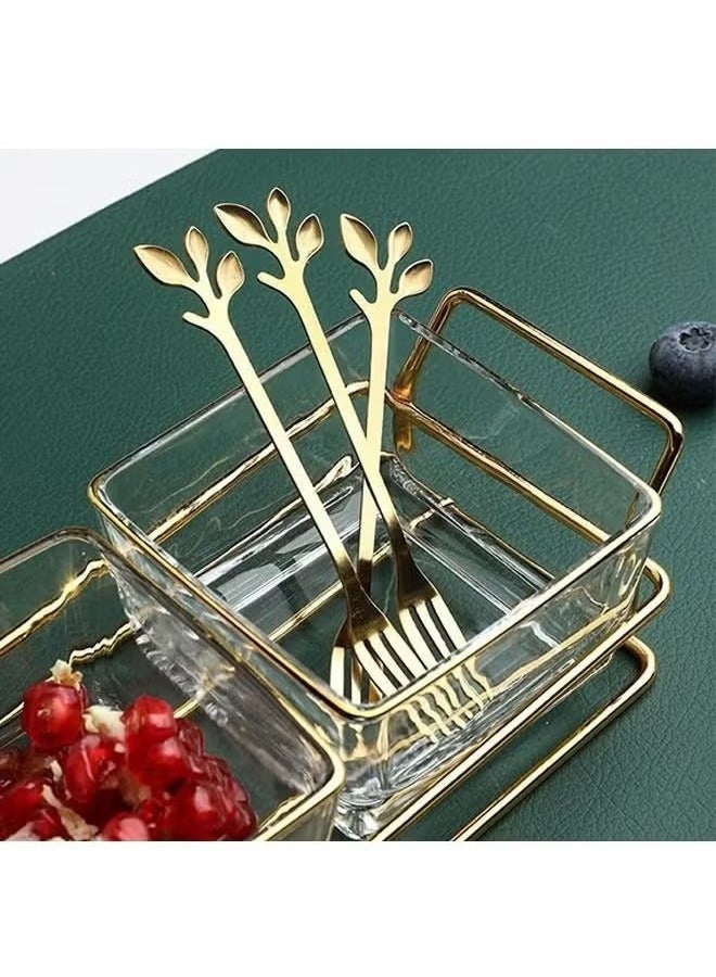 10 Pcs Leaf Shape Fruit Forks Set, Stainless Steel Gold Fruit Salad Forks, 4.7 Inches Tasting Dessert Forks (Golden)  - Image 5