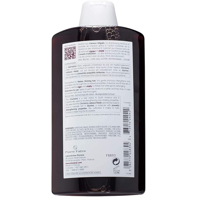 Klorane Strengthening Shampoo with Quinine and B Vitamins 400ml - Image 2