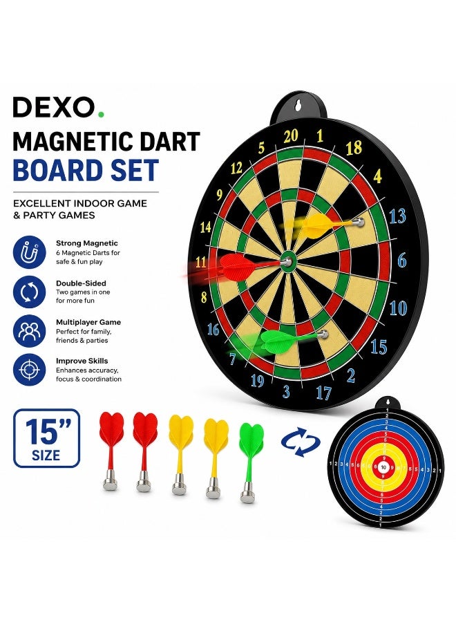 DEXO Magnetic Dart Board Set -15 Inch - Image 1