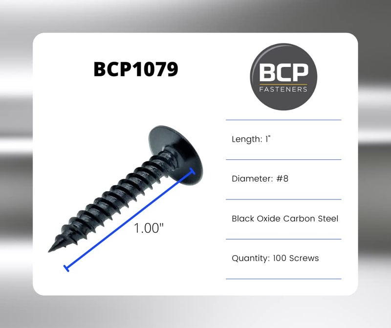 BCP Fasteners #8 x 1, 100 Qty Black Wood Screws - Phillips Modified Truss Head Wood Screws, Black Phosphate Coated Carbon Steel, Perfect for Wood-to-Wood & Thin Metal Fastening Projects BCP1079 - Image 2