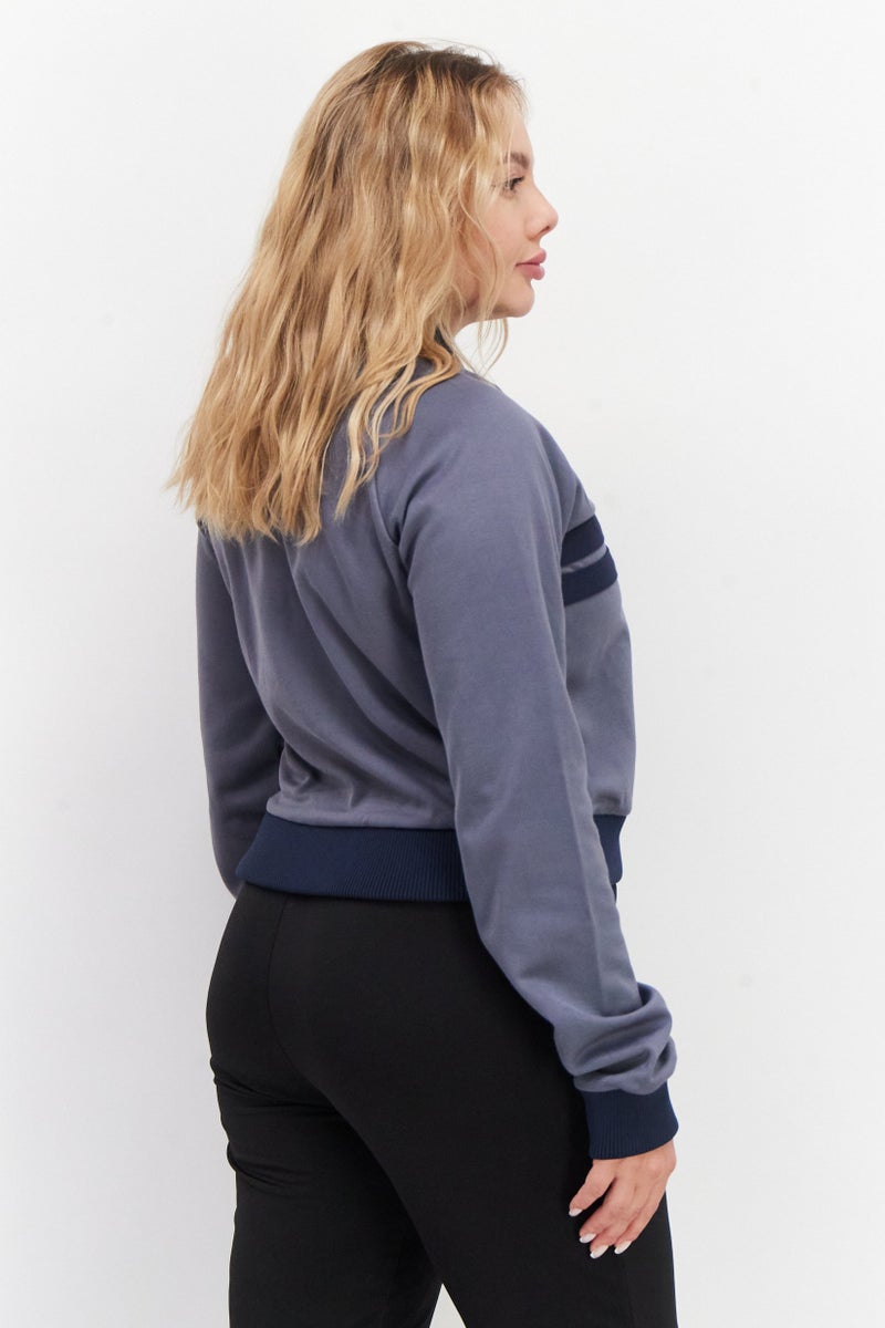 Ellesse جاكيت قصير رياضي نسائي بشعار العلامة التجارية، رمادي - Image 4