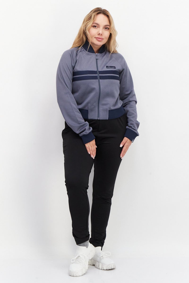 Ellesse جاكيت قصير رياضي نسائي بشعار العلامة التجارية، رمادي - Image 2